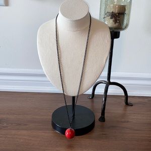 Long red ball necklace